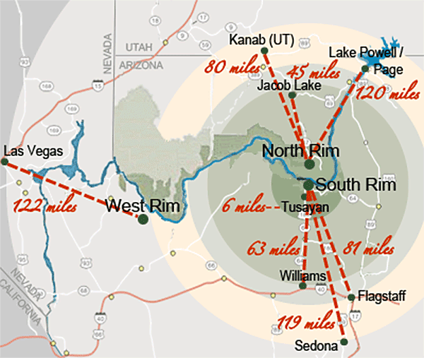 Grand Canyon Maps Grand Canyon Location Nearby Cities Maps Of