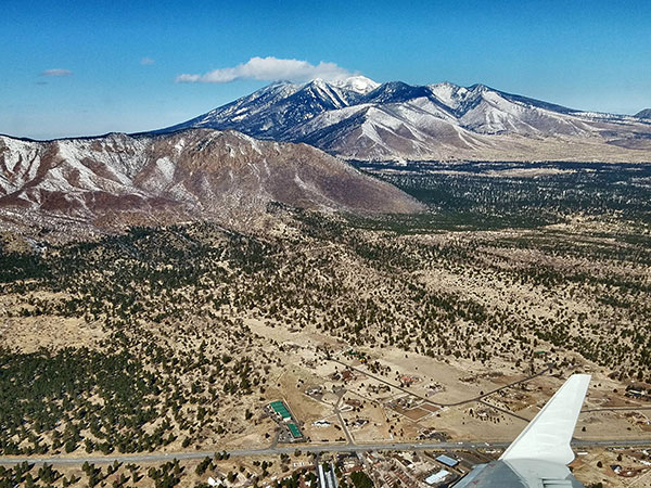 View of the San Francisco Peaks & Mt. Elden flying from Phoenix to Flagstaff